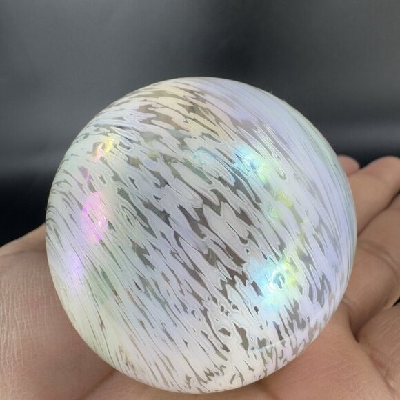 Vintage Venetian Glass Paperweight Figure Italian Glass Iridescent White Swirl - Picture 10 of 13